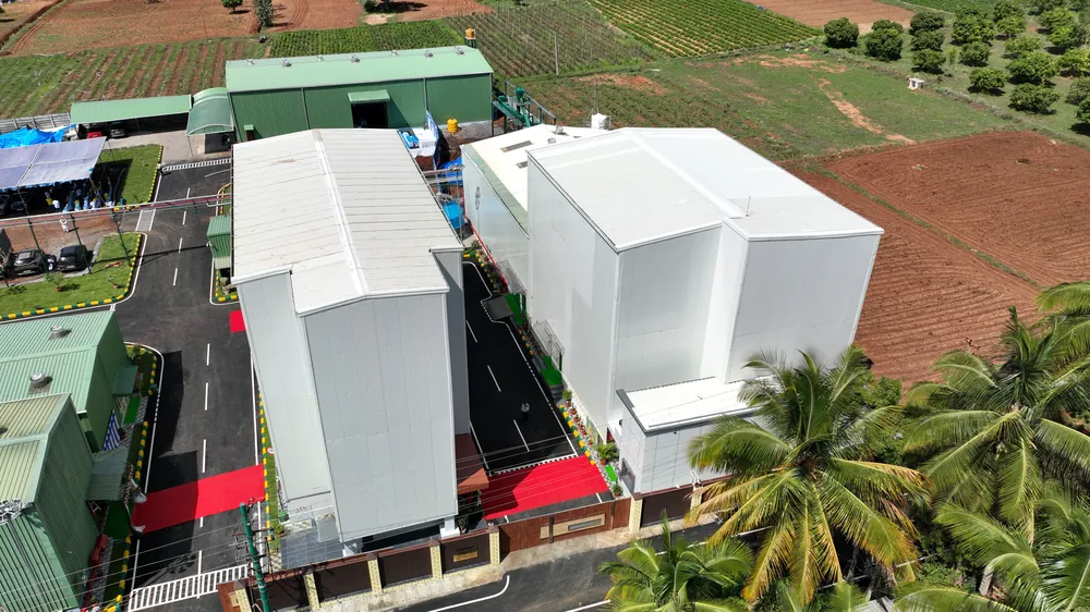 Aerial view of the white blocks on the day Vignanaveda was relaunched