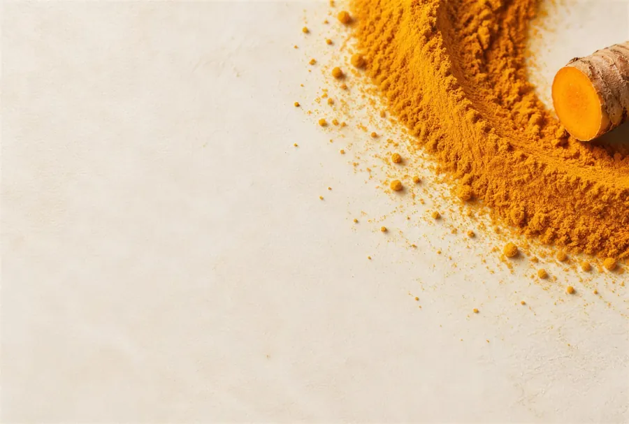 Turmeric root and golden curcumin powder