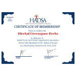 Hadsa Certificate of Membership featuring blue decorative corner borders, official seal, and two signatures.