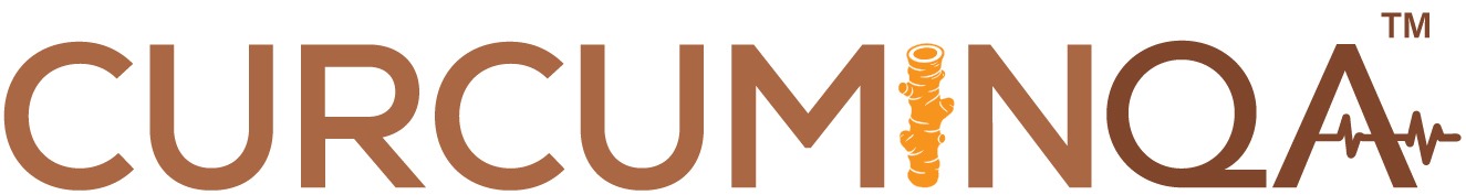 Logo for CURCUMNOA with brown wordmark and an orange capsule stack between the M and N, TM symbol at top right.